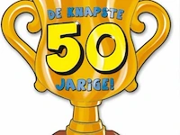 Trofee met lint en tekst de knapste 50 jarige 65x - afbeelding 3 van  3