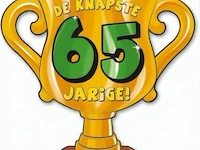 Trofee met lint en tekst de knapste 65 jarige 45 x - afbeelding 3 van  3