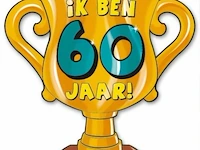 Trofee met lint en tekst ik ben 60 jaar 40 x - afbeelding 2 van  3