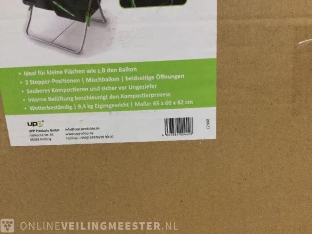 Trommelcomposter 2 kamers upp, l2408, zwart/groen - afbeelding 4 van  4