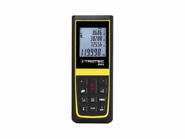 Trotec bd26 afstandsmeter dit handige apparaat maakt nauwkeurige en snelle metingen van afstanden, oppervlakten en volumes mogelijk - afbeelding 1 van  6