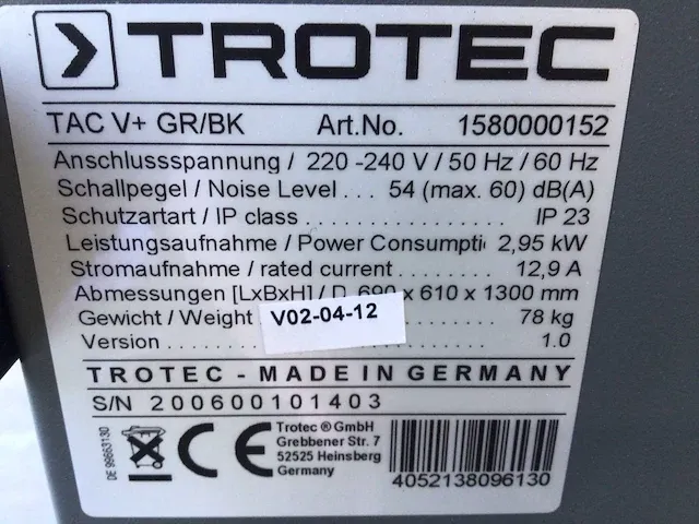 Trotec luchtdroger - afbeelding 8 van  8