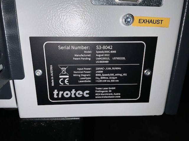 Trotec speedy 300 co2 laser - afbeelding 7 van  20