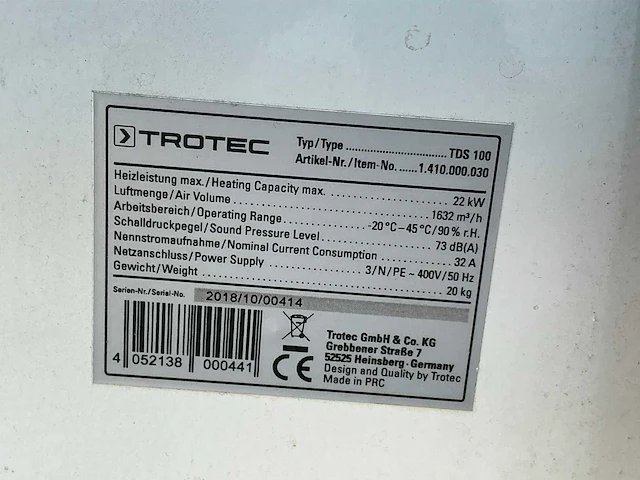 Trotec tds 100 elektrische kachel - afbeelding 3 van  3