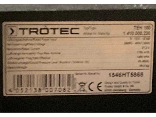 Trotec teh 100 industriële heater - afbeelding 5 van  5