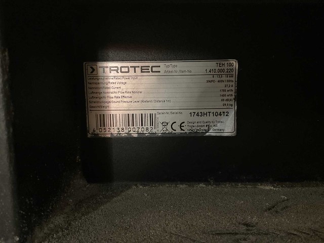 Trotec teh 100 industriële heater - afbeelding 6 van  6