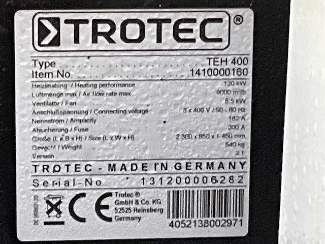 Trotec teh 400 elektrische verwarming - afbeelding 3 van  11