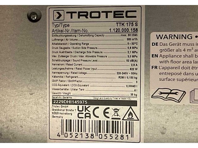 Trotec ttk 175 s condensatiedroger / bouwdroger - afbeelding 4 van  12