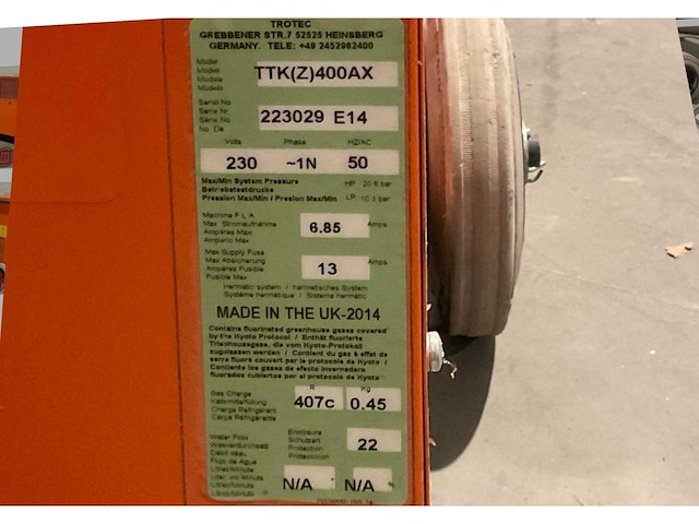 Trotec ttk 400ax condensatiedroger / bouwdroger - afbeelding 9 van  9