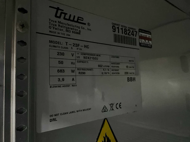 True t-23f-hc mobiele vrieskast - afbeelding 7 van  7