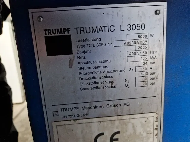 Trumpf - trumatic l 3050 - lasersnijmachine - afbeelding 2 van  6