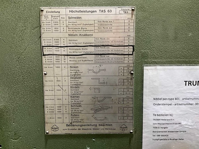 Trumph tas 63 pons-nibbelmachine - afbeelding 8 van  8