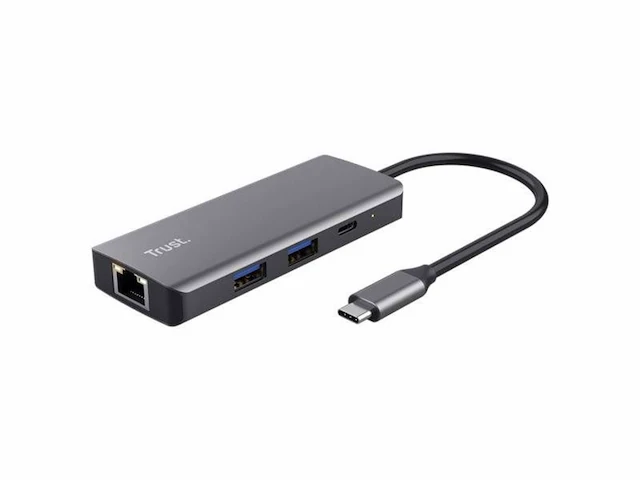 Trust dalyx usb c hub 6-in-1 multipoortadapter met 4k hdmi 2x usb-c 2x usb 3.1 ethernet voor laptop macbook pro/air zilver - afbeelding 1 van  2