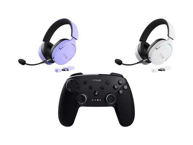 Trust gxt 491 - koptelefoon (wit en paars) - en - trust gxt 542 - controller - afbeelding 1 van  2