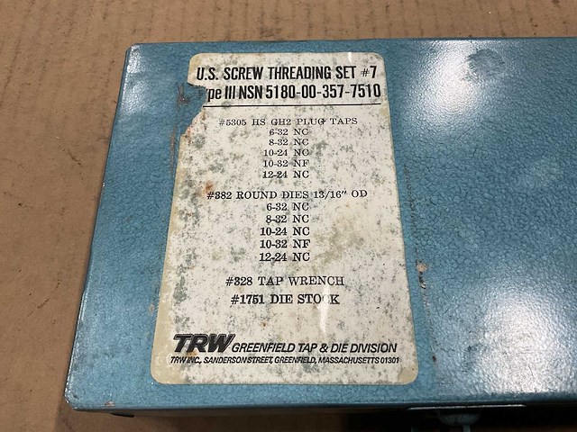Trw screw threading set - afbeelding 4 van  5