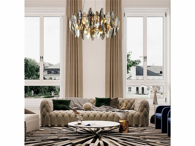 Ttnao kroonluchter gouden kristal plafondlamp 6-licht - afbeelding 2 van  4