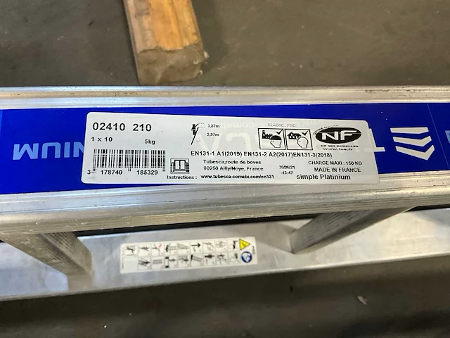Tubesca 1x10 ladder met nokhaak (3x) - afbeelding 5 van  5