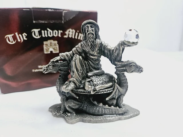 Tudor mint england - drakentemmer statuette met zilver vergoten - afbeelding 3 van  7