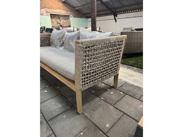 Tuinbank 198x80x71 cm, beige - afbeelding 4 van  9
