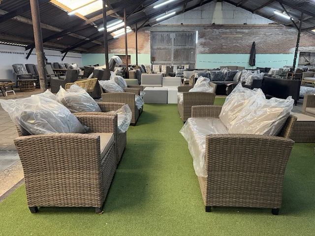 Tuinset 3-delig: 1 bank, 2 stoelen, bruin - afbeelding 1 van  6