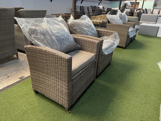 Tuinset 3-delig: 1 bank, 2 stoelen, bruin - afbeelding 2 van  6