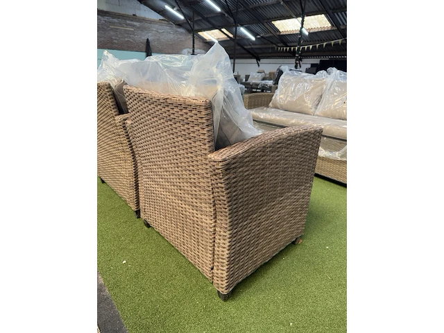 Tuinset 3-delig: 1 bank, 2 stoelen, bruin - afbeelding 4 van  6