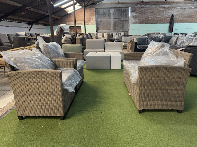 Tuinset 3-delig: 1 bank, 2 stoelen, bruin - afbeelding 1 van  6