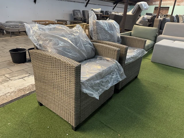 Tuinset 3-delig: 1 bank, 2 stoelen, bruin - afbeelding 2 van  6