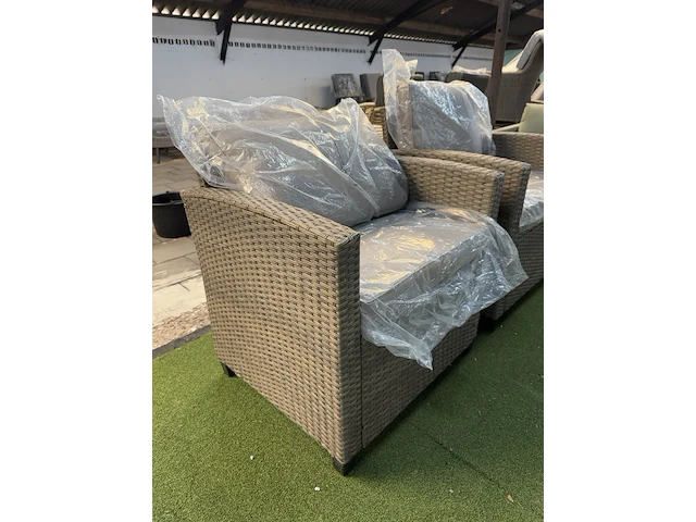 Tuinset 3-delig: 1 bank, 2 stoelen, bruin - afbeelding 3 van  6