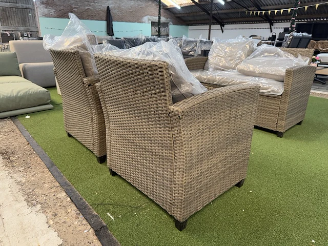 Tuinset 3-delig: 1 bank, 2 stoelen, bruin - afbeelding 4 van  6