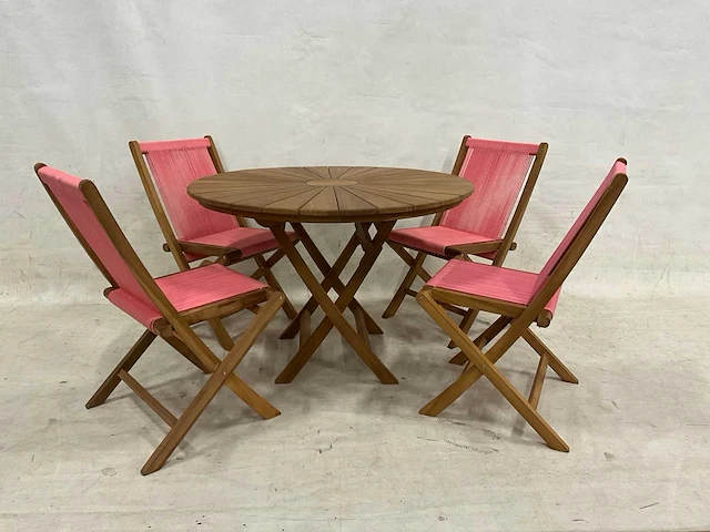 Tuinset met 4 roze tuinstoelen - afbeelding 1 van  5