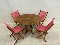 Tuinset met 4 roze tuinstoelen - afbeelding 2 van  5