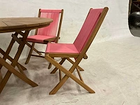Tuinset met 4 roze tuinstoelen - afbeelding 4 van  5
