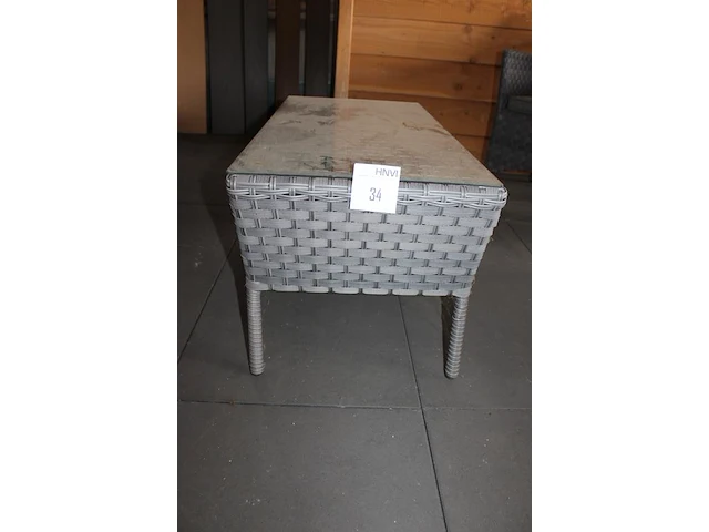 Tuinset tuindeco bestaande uit tafel met glazen topblad 44 x 86 cm, bankje 110 x 62 cm en twee stoelen. - afbeelding 3 van  6