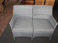 Tuinset tuindeco bestaande uit tafel met glazen topblad 44 x 86 cm, bankje 110 x 62 cm en twee stoelen. - afbeelding 4 van  6