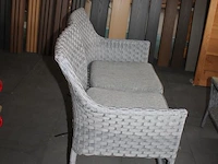 Tuinset tuindeco bestaande uit tafel met glazen topblad 44 x 86 cm, bankje 110 x 62 cm en twee stoelen. - afbeelding 5 van  6
