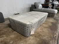 Tuintafel, bijzettafel met glasplaat 129x70x36 cm - afbeelding 3 van  5