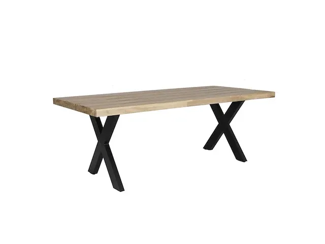 Tuintafel hout met stalen poten 240x90 cm wakefield, thijs, naturel - afbeelding 1 van  7