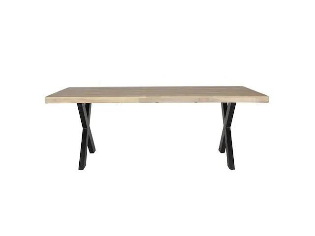 Tuintafel hout met stalen poten 240x90 cm wakefield, thijs, naturel - afbeelding 2 van  7