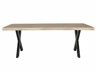 Tuintafel hout met stalen poten 240x90 cm wakefield, thijs, naturel - afbeelding 2 van  7
