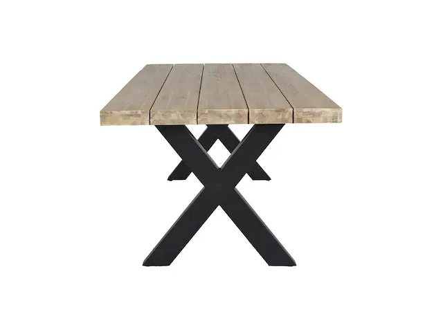 Tuintafel hout met stalen poten 240x90 cm wakefield, thijs, naturel - afbeelding 3 van  7