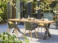 Tuintafel hout met stalen poten 240x90 cm wakefield, thijs, naturel - afbeelding 4 van  7