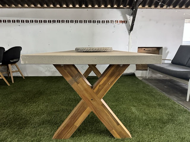 Tuintafel met acaciahouten poten 250x100,5x78 cm buiten. - afbeelding 4 van  8
