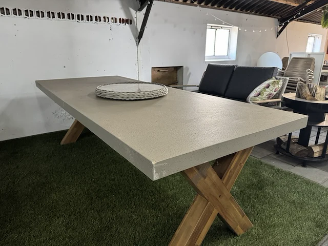 Tuintafel met acaciahouten poten 250x100,5x78 cm buiten. - afbeelding 5 van  8