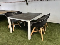 Tuintafel met glasplaat 160x100x73 cm met 4x tuinstoel - afbeelding 2 van  8