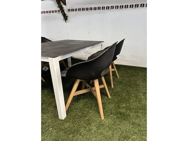 Tuintafel met glasplaat 160x100x73 cm met 4x tuinstoel - afbeelding 3 van  8