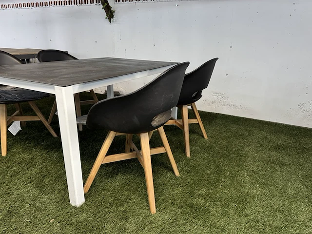 Tuintafel met glasplaat 160x100x73 cm met 4x tuinstoel - afbeelding 4 van  8