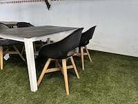Tuintafel met glasplaat 160x100x73 cm met 4x tuinstoel - afbeelding 4 van  8