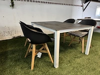 Tuintafel met glasplaat 160x100x73 cm met 4x tuinstoel - afbeelding 5 van  8