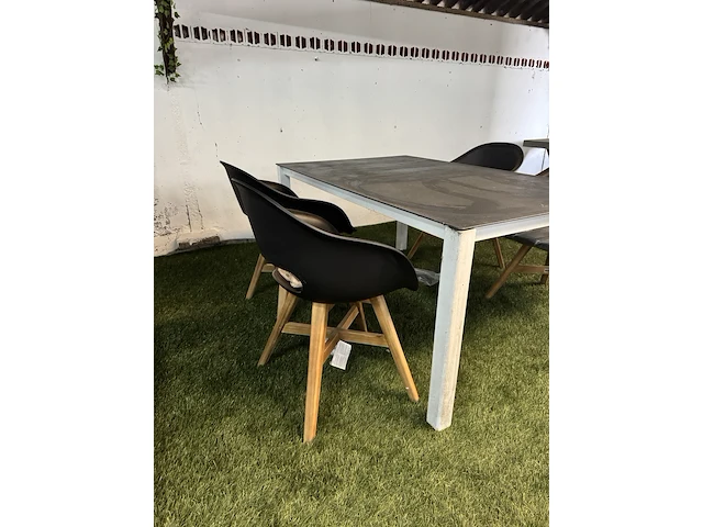 Tuintafel met glasplaat 160x100x73 cm met 4x tuinstoel - afbeelding 6 van  8
